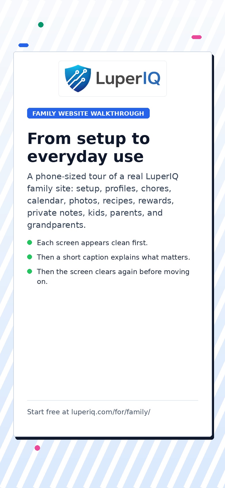 Mobile family website walkthrough preview