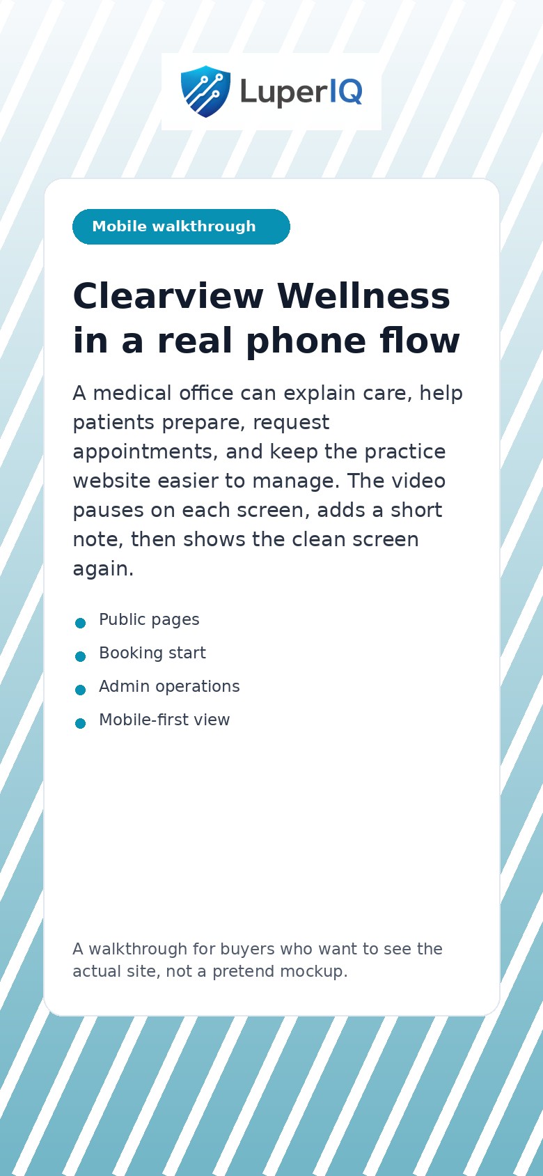Mobile medical office website workflow walkthrough preview