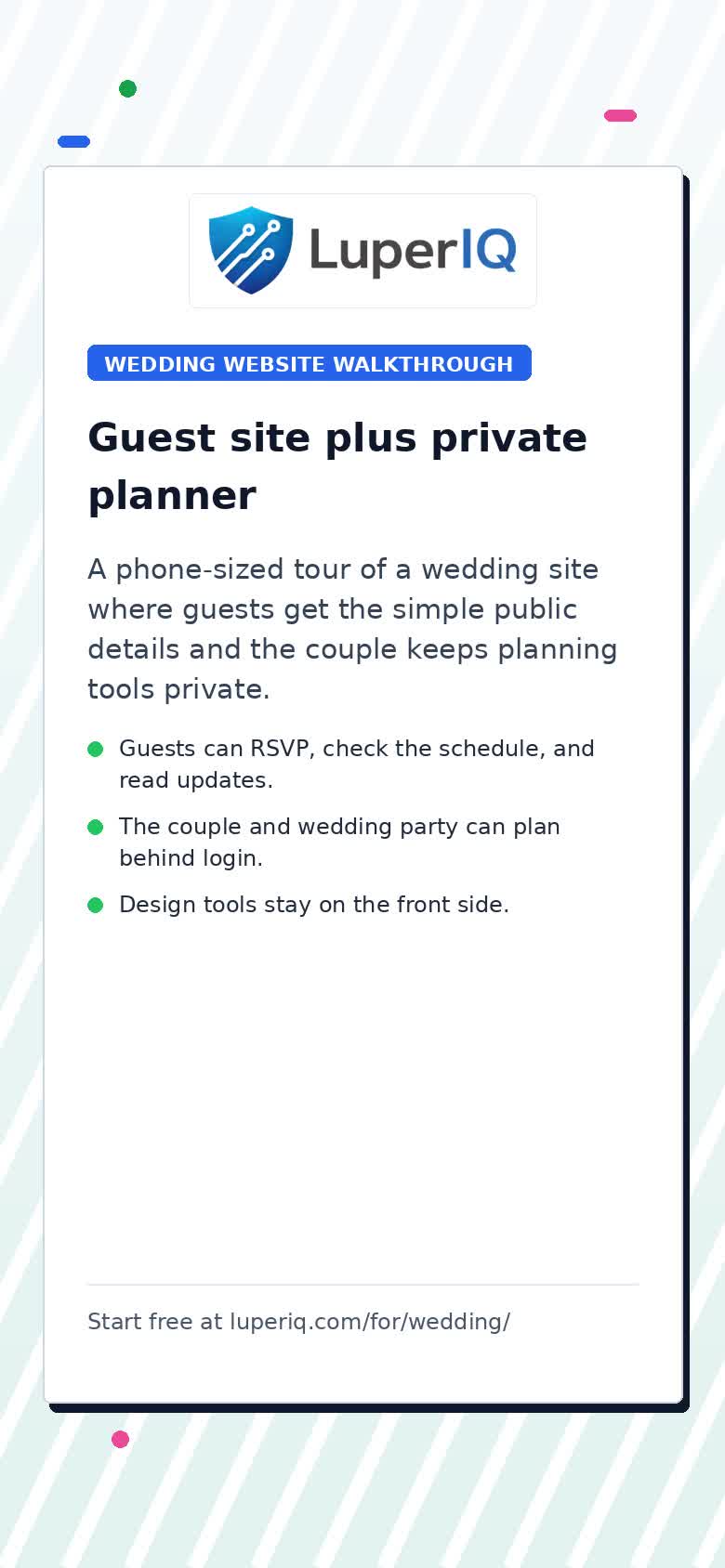 Mobile wedding website walkthrough preview